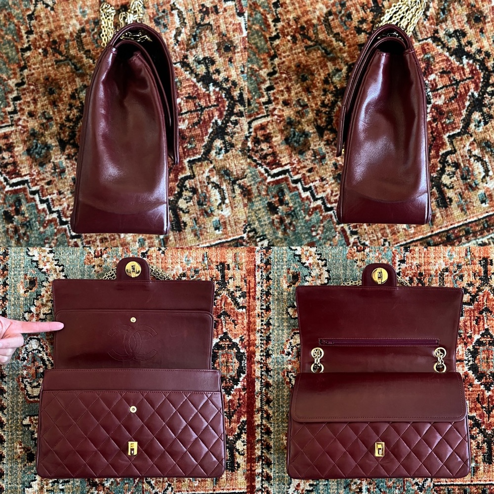 ❌RESERVED❌Chanel Classic Vintage Bijoux Chain Burgundy Medium Double Flap Bag - Picture 6 of 11